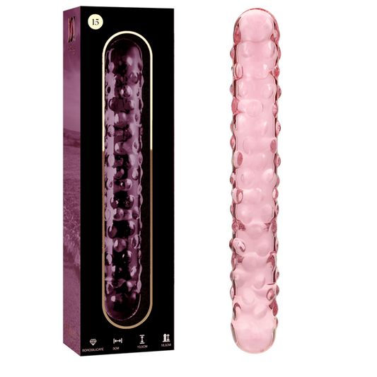 SERIE NEBULA DE IBIZA - MODELO 15 DILDO CRISTAL DE BOROSILICATO ROSA 18,5 CM -O- 3 CM