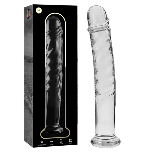 SERIE NEBULA DI IBIZA - MODELLO DILDO 16 VETRO BOROSILICATO TRASPARENTE 18,5 CM -Ø- 3 CM