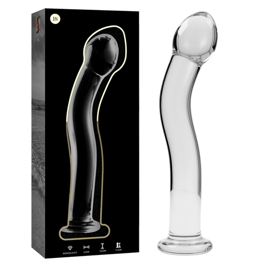 NEBULA SERIES BY IBIZA - MODELLO 18 DILDO VETRO BOROSILICATO TRASPARENTE 18,5 CM -Ø- 3,5 CM