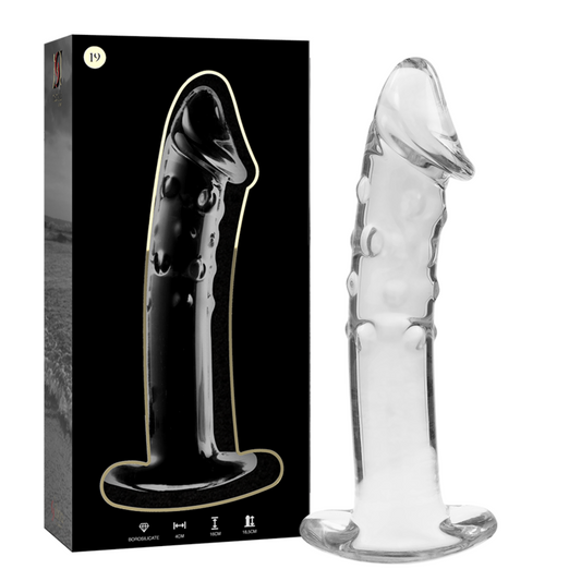 IBIZA SERIE NEBULA - DILDO MODELLO 19 VETRO BOROSILICATO TRASPARENTE 18,5 CM -O- 4 CM