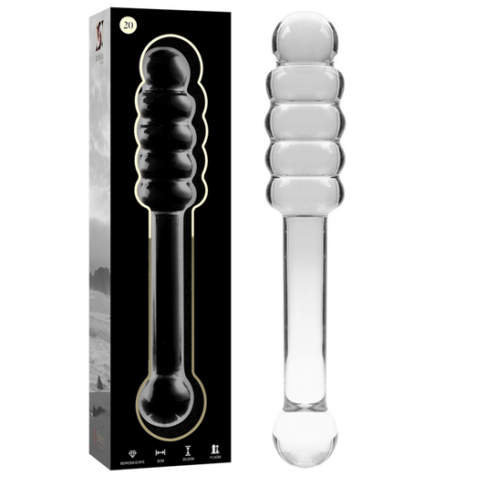 SERIE NEBULA DI IBIZA - DILDO MODELLO 20 IN VETRO BOROSILICATO TRASPARENTE 20.5 CM -Ø- 3 CM