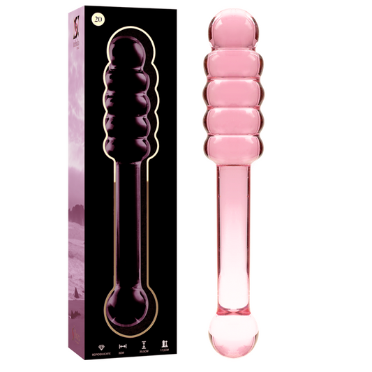 SERIE NEBULA BY IBIZA - DILDO IN VETRO BOROSILICATO ROSA 20.5 CM -Ø- 3 CM MODELLO 20