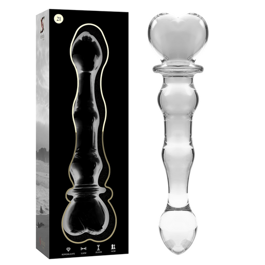 SERIE NEBULA DI IBIZA - MODELLO 21 DILDO VETRO BOROSILICATO TRASPARENTE 20.5 CM -O- 3.5 CM
