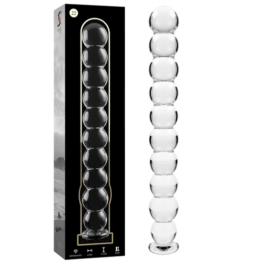 SERIE NEBULA BY IBIZA - MODELLO 22 DILDO IN VETRO BOROSILICATO TRASPARENTE 21,5 CM -O- 2,5 CM