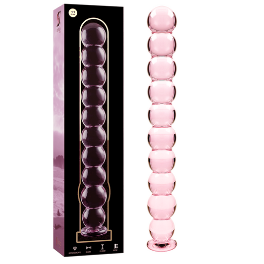 SERIE NEBULA DI IBIZA - MODELLO 22 DILDO IN VETRO BOROSILICATO ROSA 21,5 CM -O- 2,5 CM