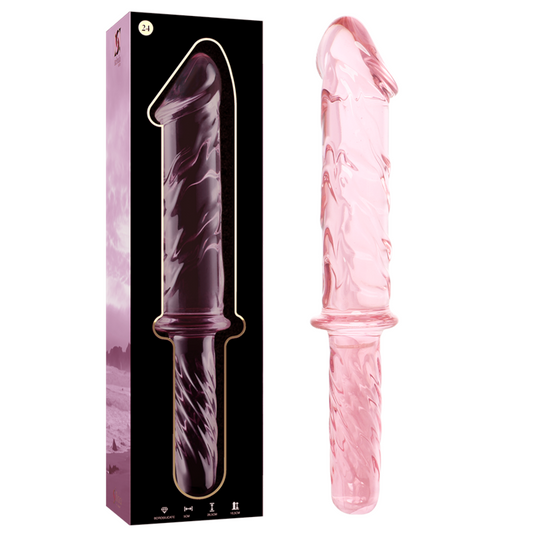 SERIE NEBULA BY IBIZA - MODELLO 24 DILDO VETRO BOROSILICATO ROSA 28,5 CM -O- 5 CM