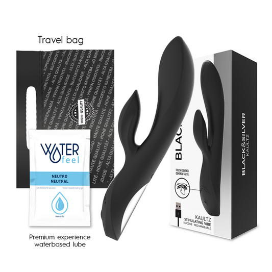 NEGRO Y PLATA - VIBRADOR KAULTZ CON CONTROL TÁCTIL