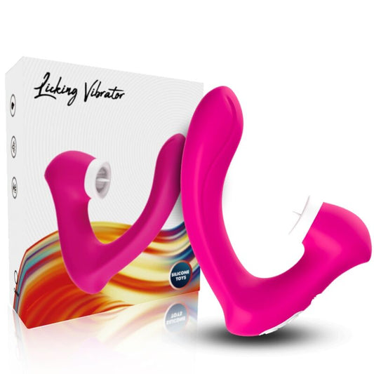 ARMONY - BESO SECRETO LAMIDOR DE CLÍTORIS VIBRADOR Y VIBRADOR CURVO FUCSIA