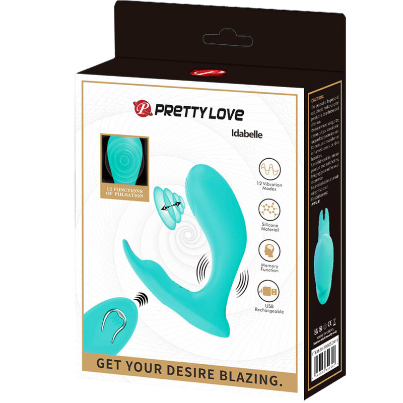PRETTY LOVE - IDABELLE VIBRATION & PULSATION REMOTE CONTROL BLUE PRETTY LOVE BOTTOM