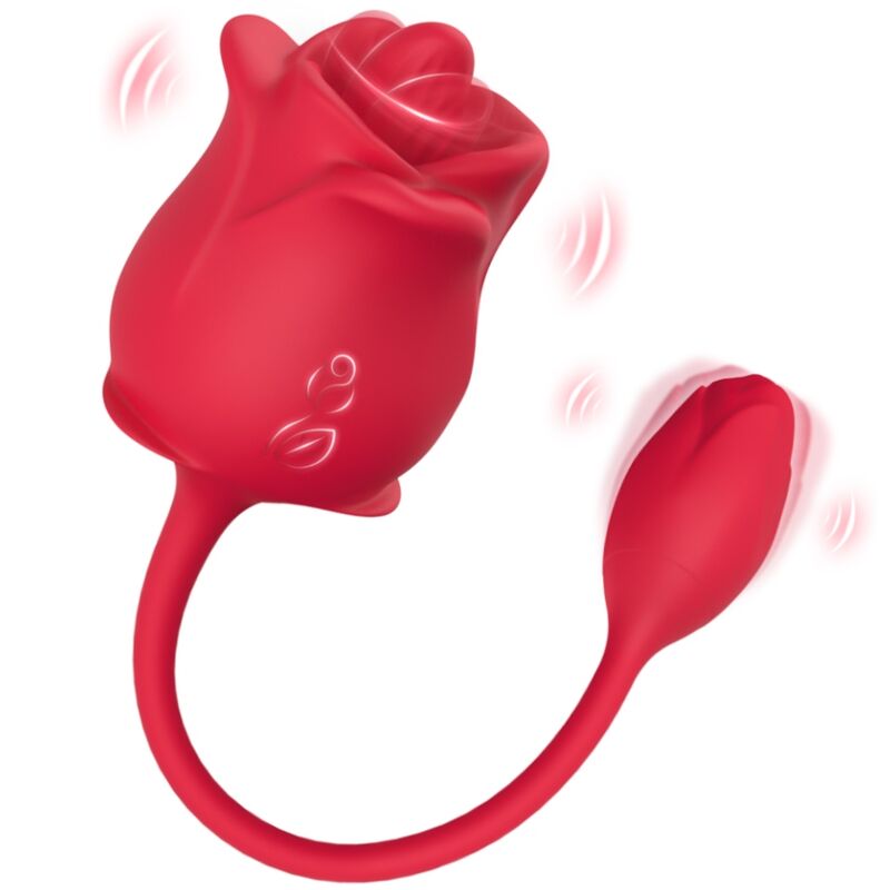 ARMONY - PINK 2 IN 1 SUCTION STIMULATOR & VIBRATOR 10 MODES WITH RED TAIL ARMONY STIMULATORS
