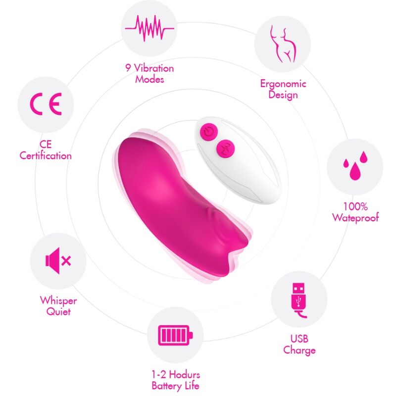 ARMONY - BUTTERFLY WEARABLE PANTIES VIBRATOR REMOTE CONTROL PINK ARMONY WEARABLES