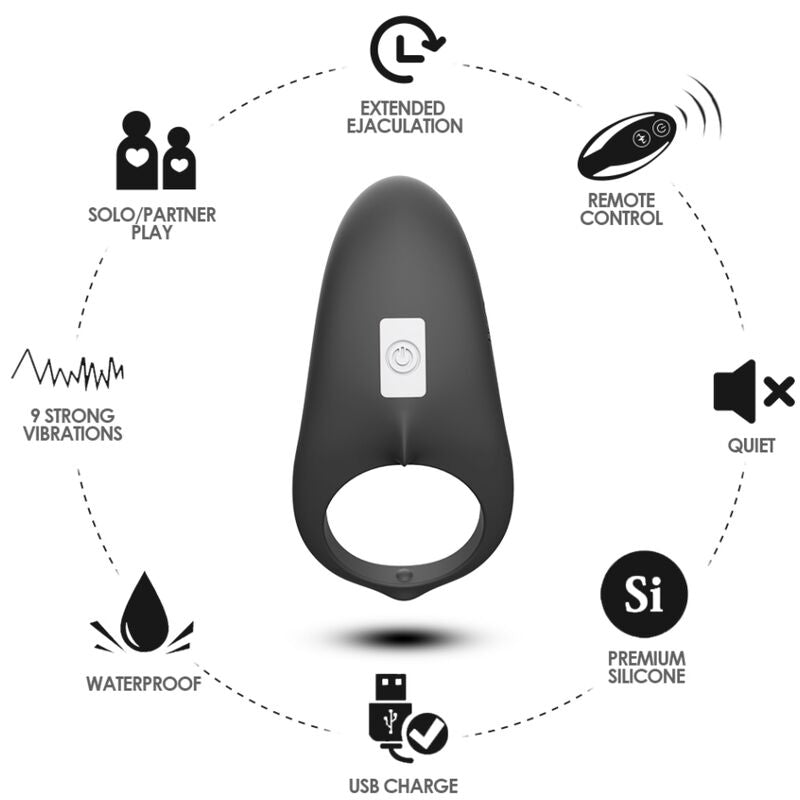ARMONY - SHARK VIBRATOR RING FOR COUPLES REMOTE CONTROL BLACK ARMONY FOR HIM