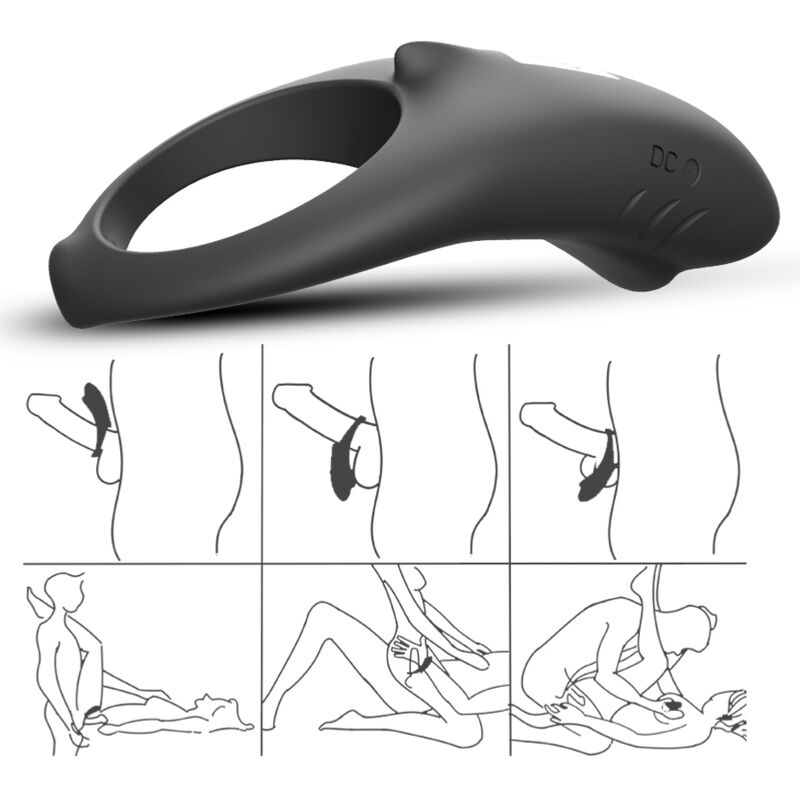 ARMONY - SHARK VIBRATOR RING FOR COUPLES REMOTE CONTROL BLACK ARMONY FOR HIM