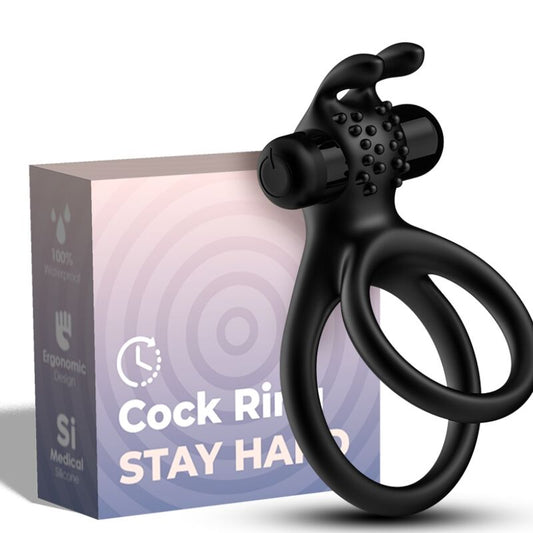 ARMONY - ANELLO VIBRANTE DOPPIO PER COPPIE RABBIT NERO