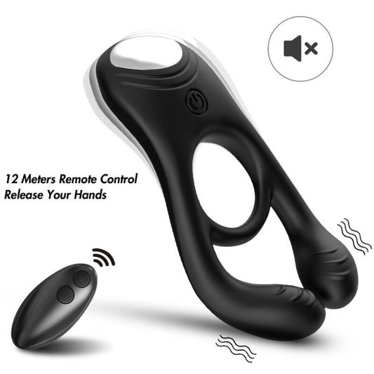 ARMONY - ANELLO VIBRATORE DOPPIO VEYRON PER COPPIE CON TELECOMANDO NERO