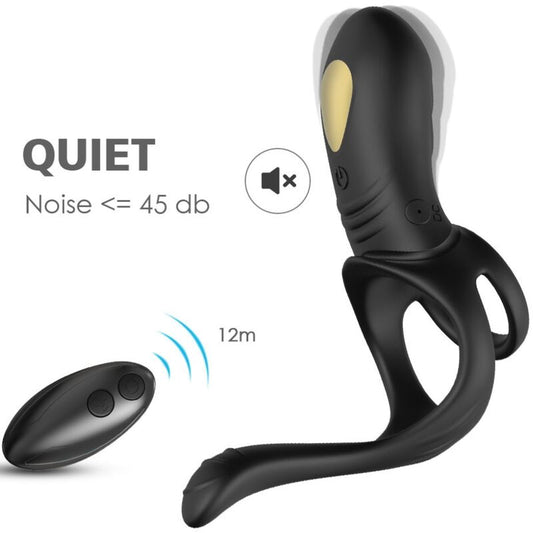 ARMONY - VIBRATORE A ANELLO JUMPER JOY PER COPPIE E PLUG ANALE TELECOMANDATO NERO