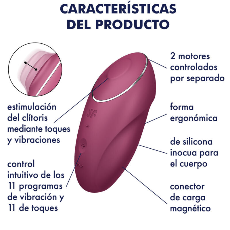 SATISFYER - TAP & CLIMAX 1 LAY-ON VIBRATOR RED SATISFYER LAYONS