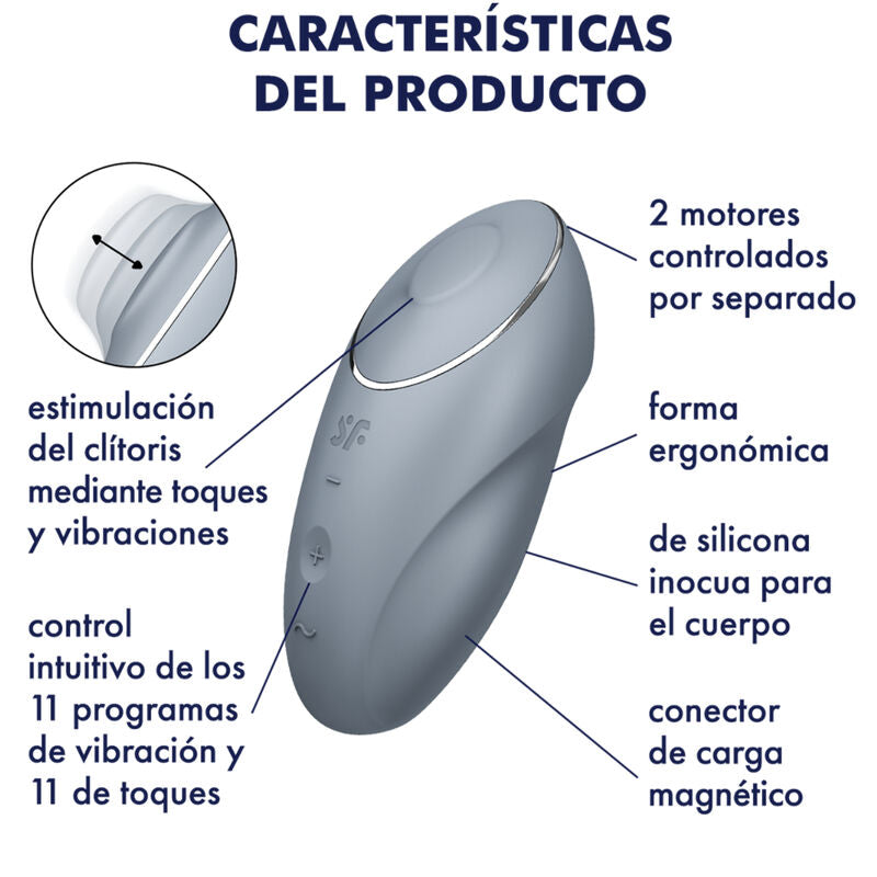 SATISFYER - TAP & CLIMAX 1 LAY-ON VIBRATOR GREY SATISFYER LAYONS