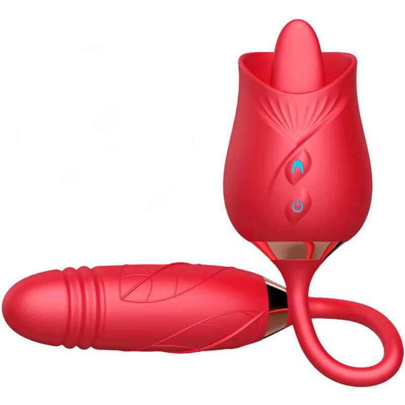 ARMONY - DELIGHT FLOWER VIBRATOR & THRUSTING WITH RED TONGUE ARMONY STIMULATORS