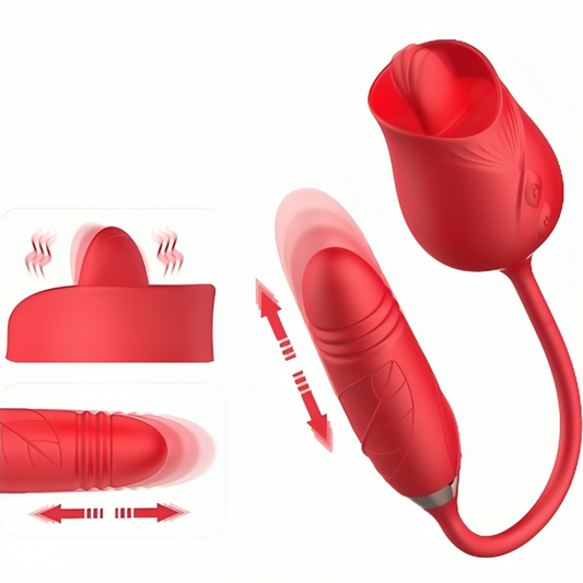 ARMONY - VIBRADOR CON EMPUJE Y LENGUA ROJA DELIGHT FLOWER