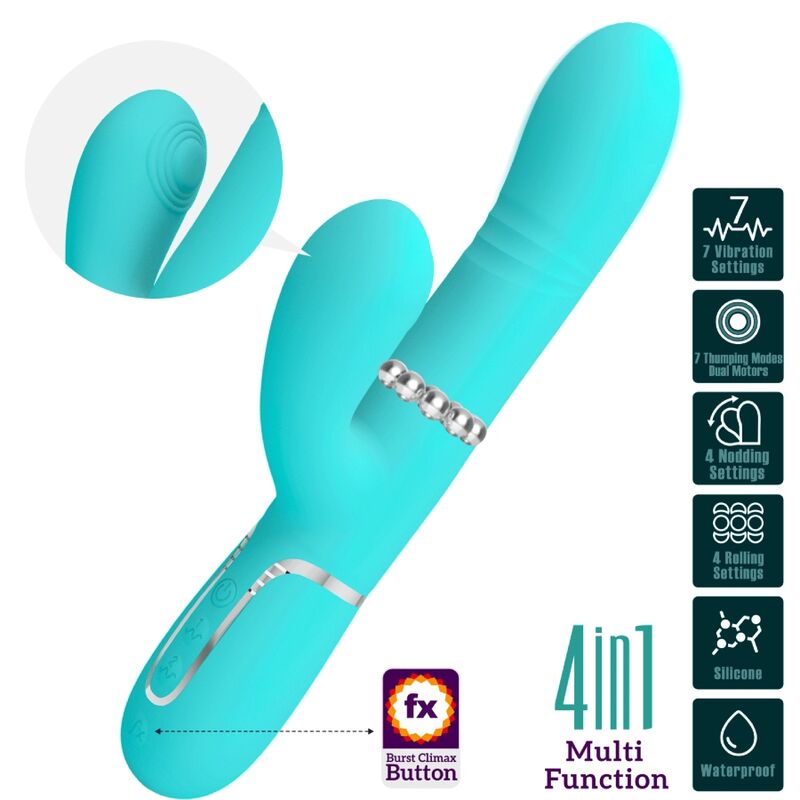 PRETTY LOVE - MULTIFUNCTION G-SPOT VIBRATOR AQUA GREEN PRETTY LOVE PARTY UP