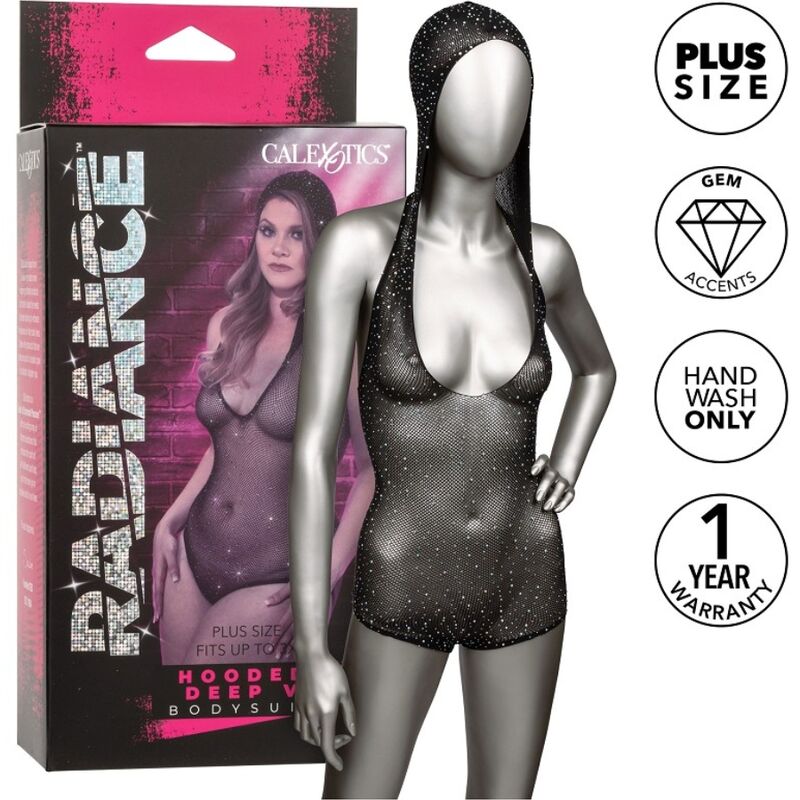 CALEXOTICS - RADIANCE HOODED DEEP V BODYSUIT PLUS SIZE CALEXOTICS