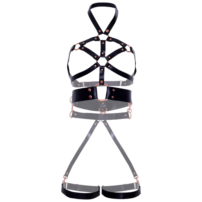 LEG AVENUE - VEGAN LEATHER GRIP BODY HARNESS BLACK S LEG AVENUE KINK