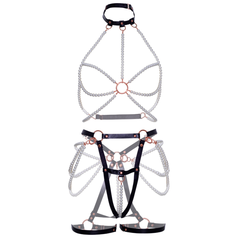 LEG AVENUE - HARNESS BRA & PEARL GARTER M LEG AVENUE KINK