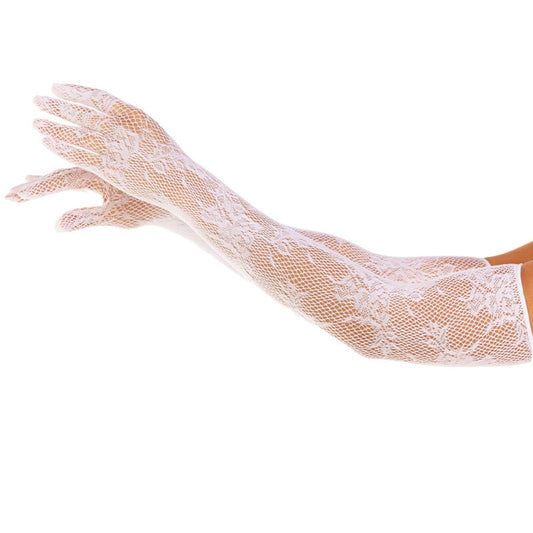 LEG AVENUE - GUANTES ROJOS FLORES BLANCAS
