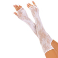 LEG AVENUE - GUANTI SENZA DITA A RETE FLOREALE BIANCHI