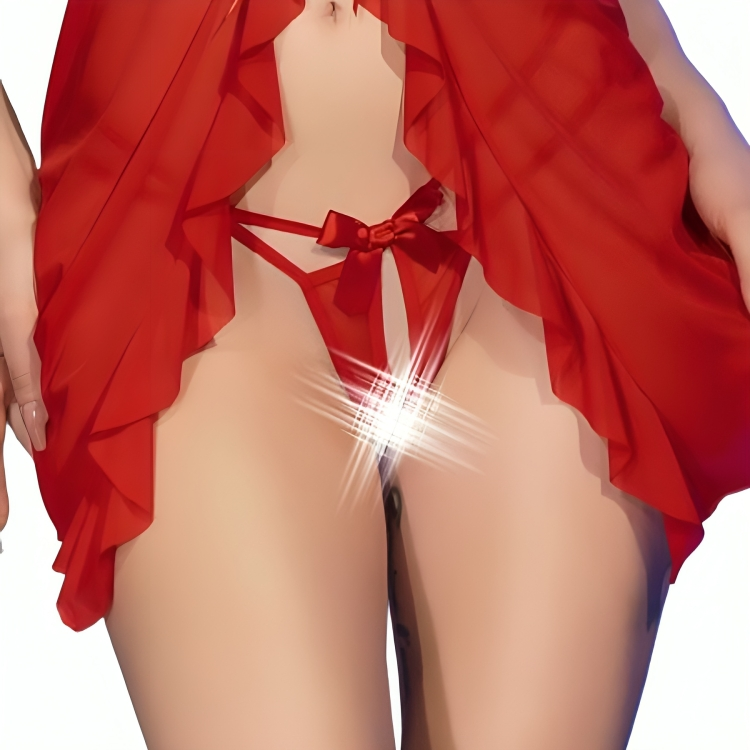 CHILIROSE - CR 4696 BABYDOLL & THONG CROTCHLESS RED S/M CHILIROSE BABYDOLLS
