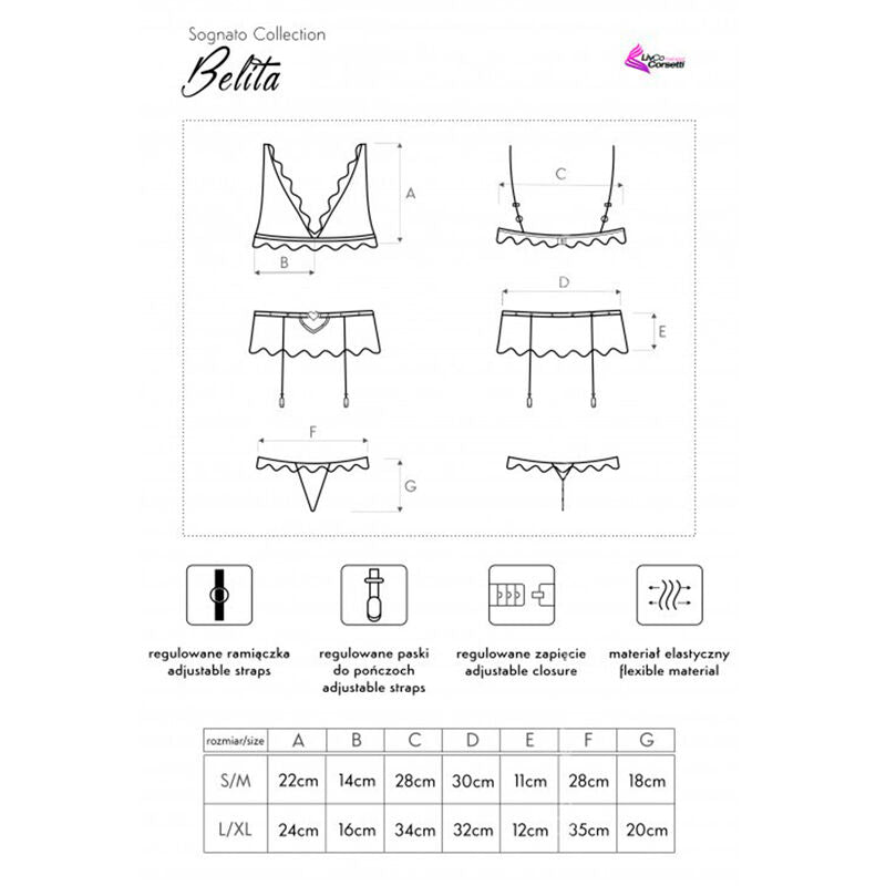LIVCO CORSETTI FASHION - BELITA LC 90231 BRA + PANTY + GARTER BELT BLACK L/XL LIVCO CORSETTI SETS