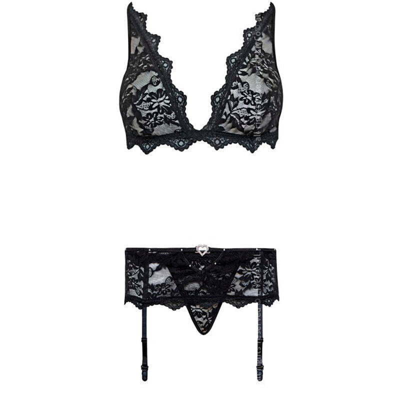 LIVCO CORSETTI FASHION - BELITA LC 90231 BRA + PANTY + GARTER BELT BLACK L/XL LIVCO CORSETTI SETS