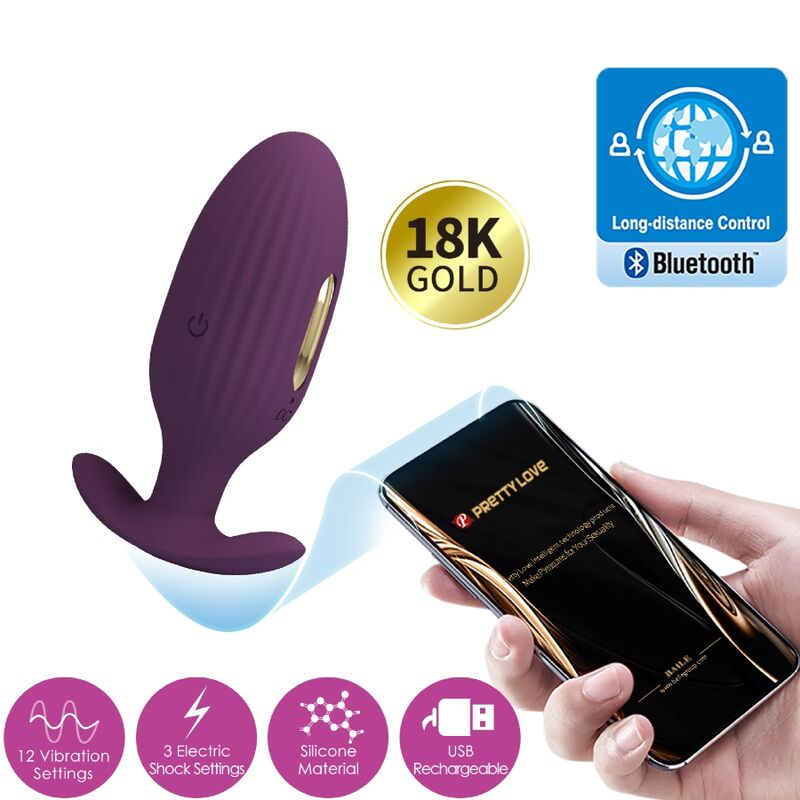 PRETTY LOVE - JEFFERSON APP CONTROLLED ANAL PLUG PURPLE PRETTY LOVE BOTTOM
