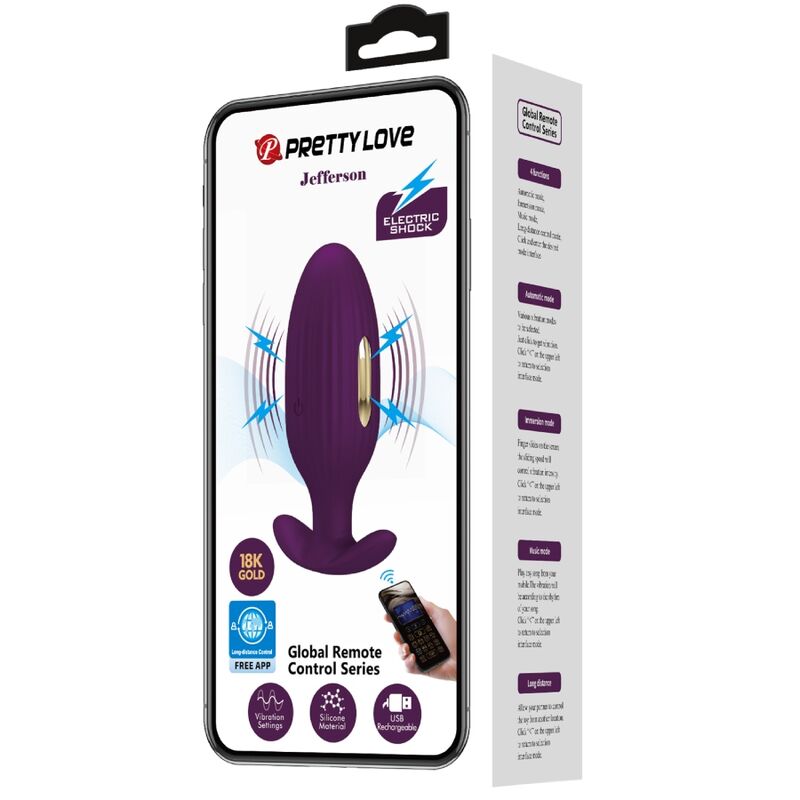 PRETTY LOVE - JEFFERSON APP CONTROLLED ANAL PLUG PURPLE PRETTY LOVE BOTTOM