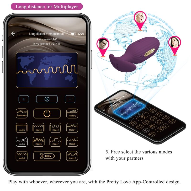 PRETTY LOVE - JEFFERSON APP CONTROLLED ANAL PLUG PURPLE PRETTY LOVE BOTTOM