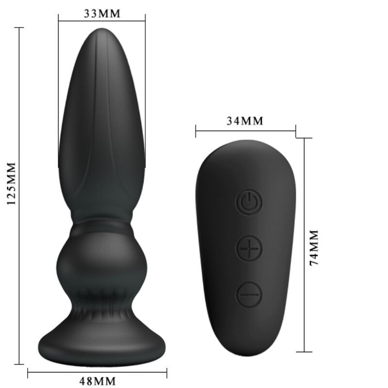 MR PLAY - POWERFUL VIBRATOR REMOTE CONTROL ANAL PLUG BLACK MR PLAY