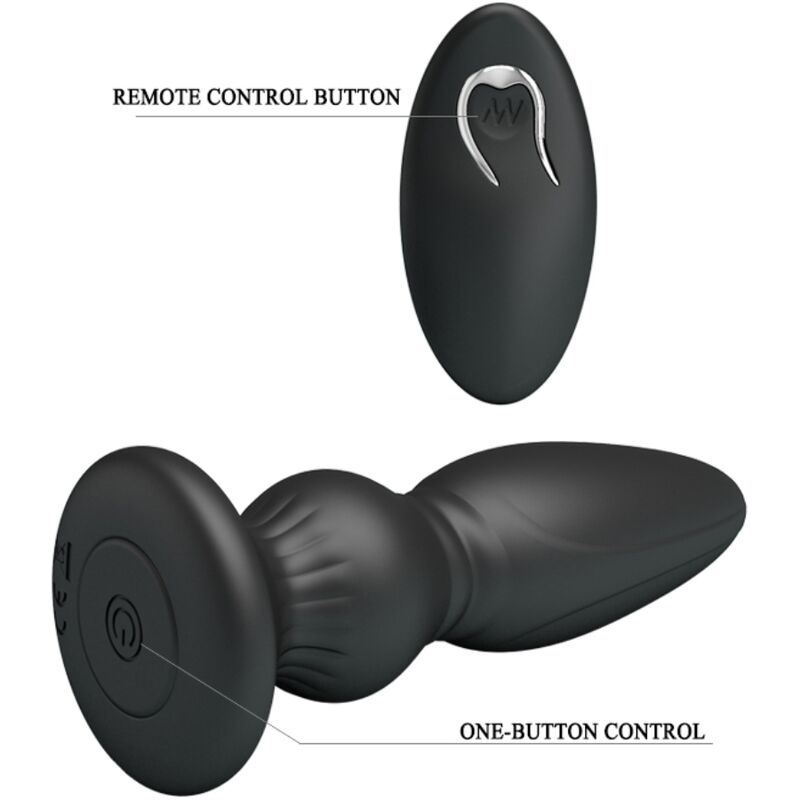 MR PLAY - POWERFUL VIBRATOR REMOTE CONTROL ANAL PLUG BLACK MR PLAY