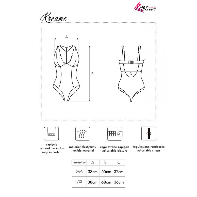 LIVCO CORSETTI FASHION - KREAME LC 90546 BODY BLACK L/XL LIVCO CORSETTI BODIES
