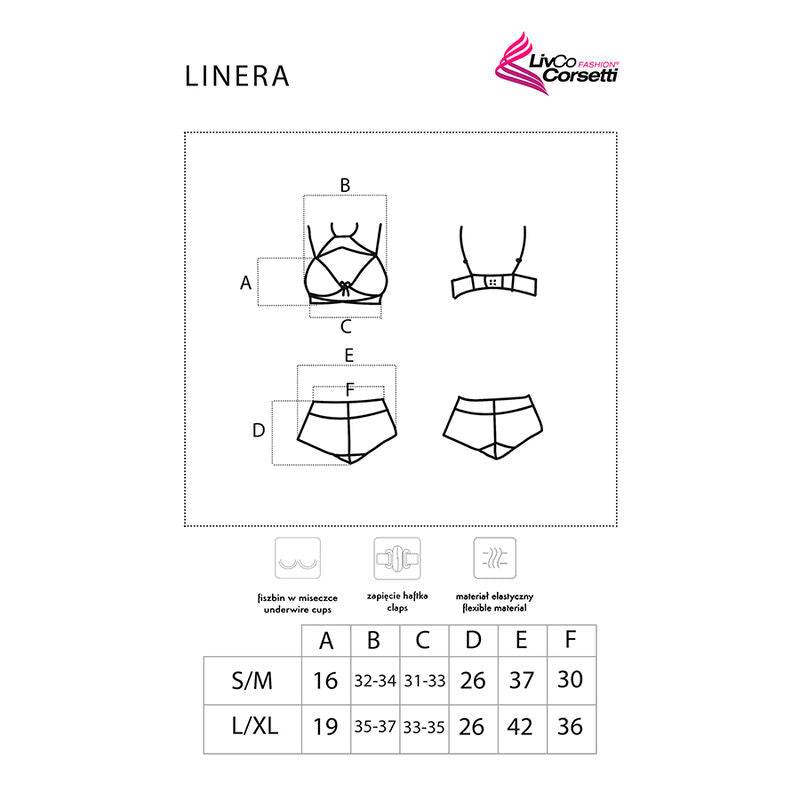 LIVCO CORSETTI FASHION - LINERA FOR THE SENSES COLLECTION BRA + PANTY BLACK LIVCO CORSETTI SETS