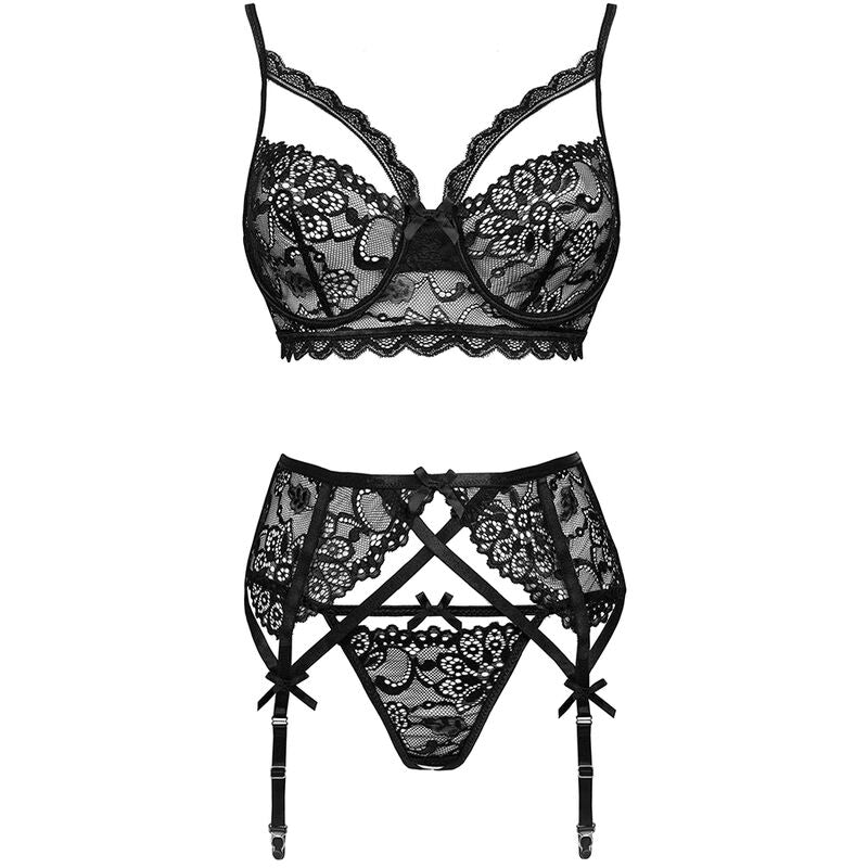 LIVCO CORSETTI FASHION - MORIDAM LC 90552 BRA + GARTER BELT + PANTY NEGRO L/XL LIVCO CORSETTI SETS