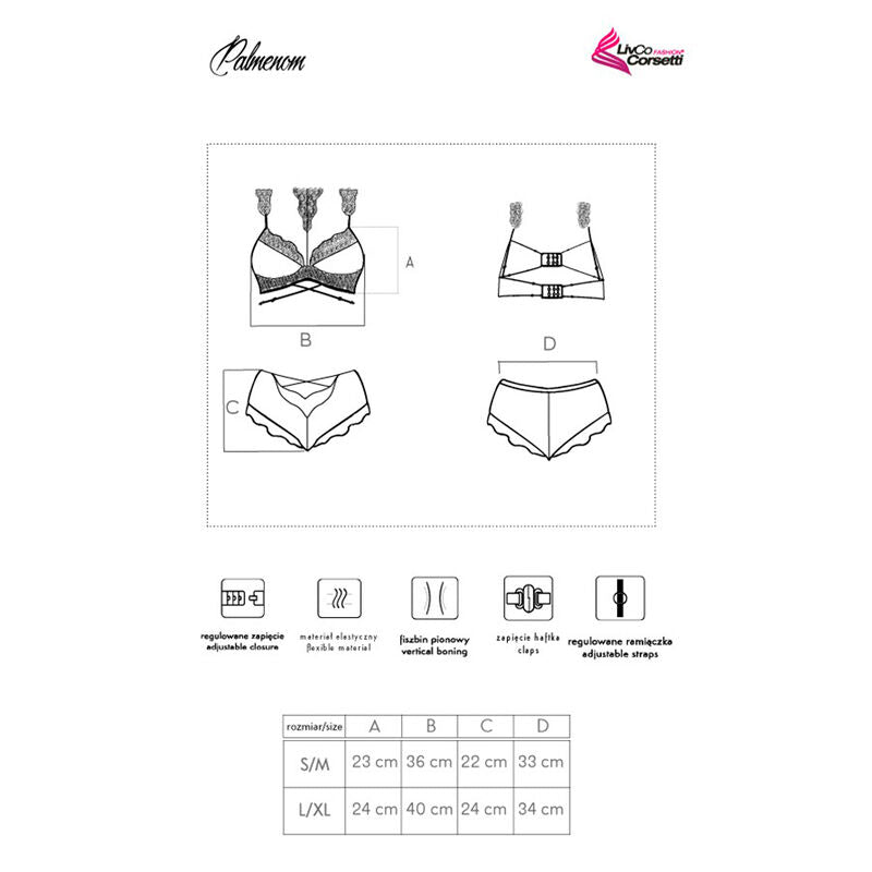 LIVCO CORSETTI FASHION - PALMENOM LC 90614 BRA + PANTY BLACK L/XL LIVCO CORSETTI SETS