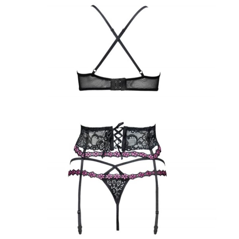 LIVCO CORSETTI FASHION - SNEHANA LC 90443 BRA + GARTER BELT + PANTY BLACK L/XL LIVCO CORSETTI SETS