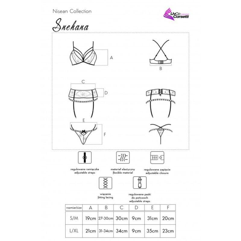 LIVCO CORSETTI FASHION - SNEHANA LC 90443 BRA + GARTER BELT + PANTY BLACK L/XL LIVCO CORSETTI SETS
