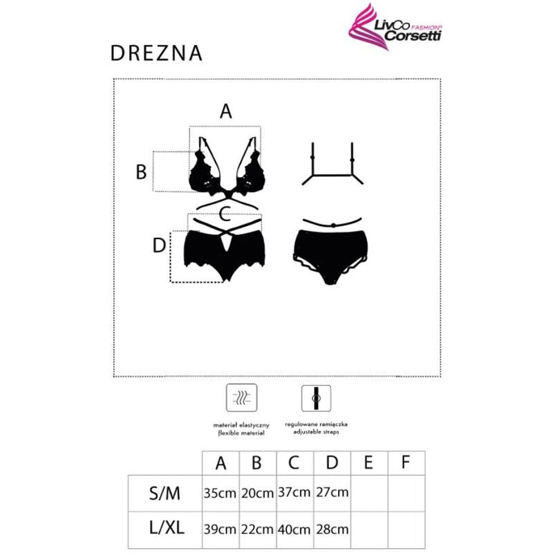 LIVCO CORSETTI FASHION - DREZNA LC 90733 BRA + PANTY BLACK L/XL LIVCO CORSETTI SETS
