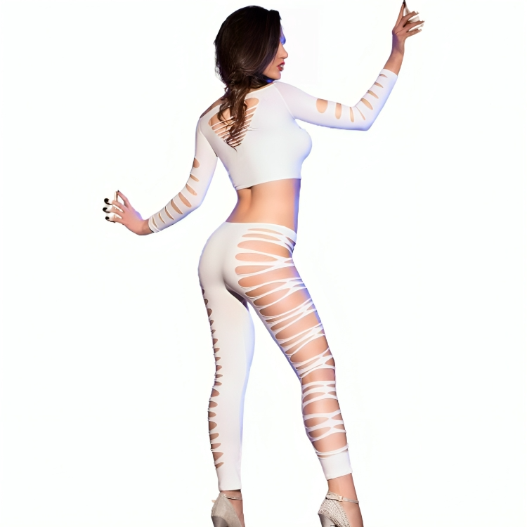 CHILIROSE - CR 3654 TOP & LEGGINS WHITE S/M CHILIROSE SETS