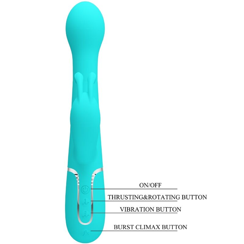 PRETTY LOVE - DEJON RABBIT VIBRATOR 3 IN 1 MULTIFUNCTION AQUA GREEN PRETTY LOVE FLIRTATION