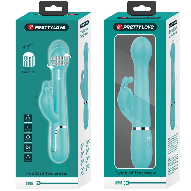 PRETTY LOVE - DEJON RABBIT VIBRATOR 3 IN 1 MULTIFUNCTION AQUA GREEN PRETTY LOVE FLIRTATION