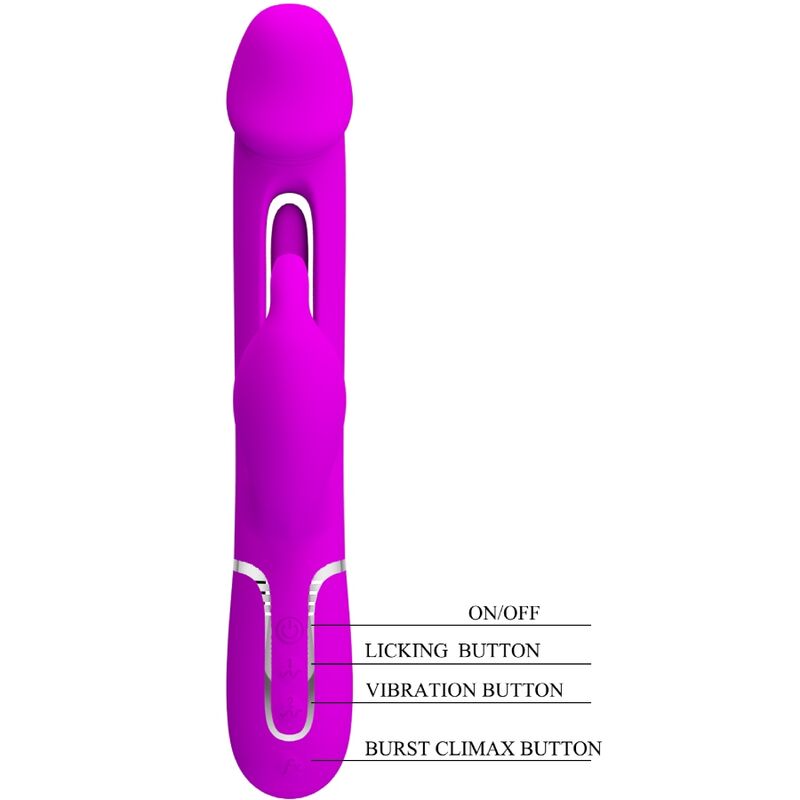 PRETTY LOVE - KAMPAS RABBIT 3 IN 1 MULTIFUNCTION VIBRATOR WITH TONGUE FUCHSIA PRETTY LOVE FLIRTATION