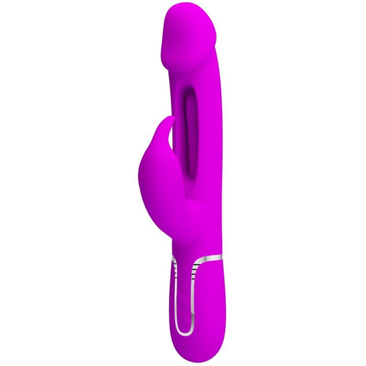 PRETTY LOVE - VIBRADOR MULTIFUNCIONAL 3 EN 1 KAMPAS RABBIT CON LENGÜETA FUCSIA
